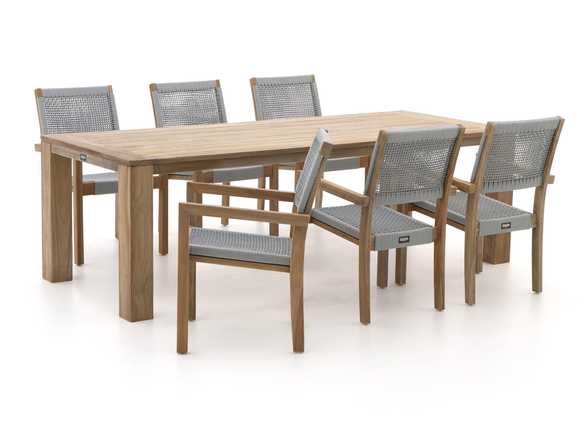 ROUGH Batang/ROUGHX 240cm dining tuinset 7delig stapelbaar Old Teak