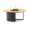 Cosiloft lounge vuurtafel ø120cm (h: 50cm) - Charcoal (Blad = Teak) (incl. glas)