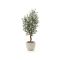 Designplants/Luca Lifestyle Olijf kunstboom (h:150cm) met Grigio New Egg bloempot - Groen (UV bestendig) (bloempot = Antique White)