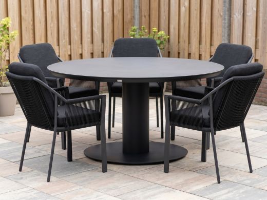 Tierra Outdoor Liv/La Fonte Ø150cm dining tuinset 6-delig stapelbaar