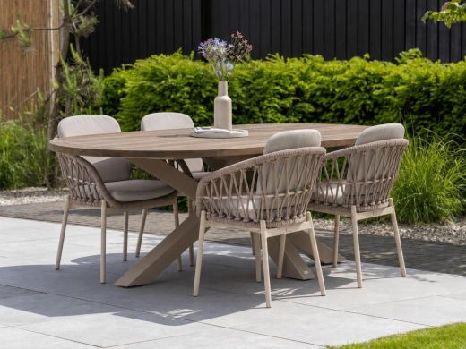 Bellagio Cupello dining tuinstoel - Taupe - Naturel - Bruin - Textileen
