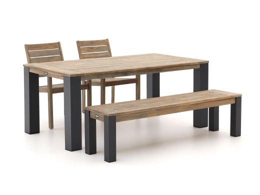 ROUGH-S/ROUGH-X 180cm dining tuinset met bank 4-delig stapelbaar