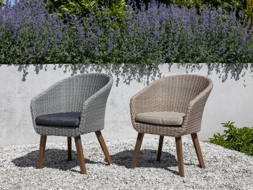 Intenso Tropea dining tuinstoel - Taupe - Naturel - Bruin - Wicker (vlechtwerk)