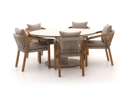 Bellagio Perzano/La Fonte ø 150cm dining tuinset 6-delig stapelbaar