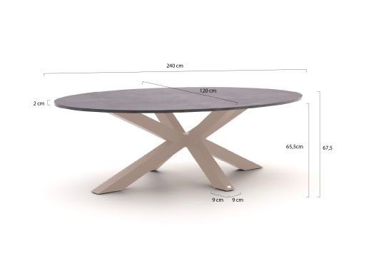 Bellagio Induno Ellips low dining tuintafel 240x120cm