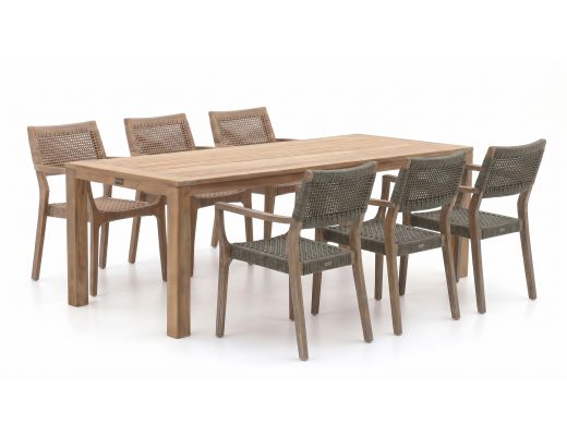 ROUGH-L Rope/ROUGH-S 220cm dining tuinset 7-delig stapelbaar