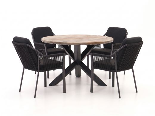Tierra Outdoor Liv/ROUGH-Y Ø120cm dining tuinset 5-delig stapelbaar