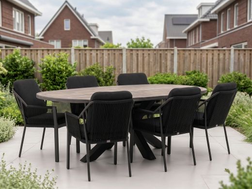Tierra Outdoor Liv/ROUGH-Y Ellips 240cm dining tuinset 7-delig stapelbaar