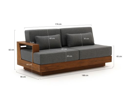 Zavelli Sogna loungemodule rechterarm 188cm