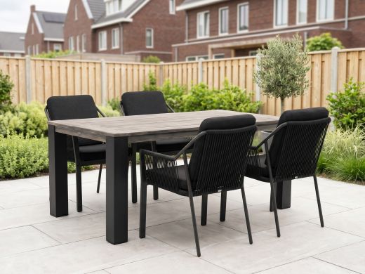 Tierra Outdoor Liv/ROUGH-X 180cm dining tuinset 5-delig stapelbaar