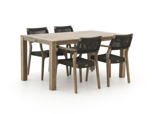 ROUGH-L Rope/ROUGH-S 160cm dining tuinset 5-delig stapelbaar