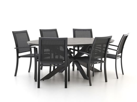 Bellagio Anzio/Fidenza ovaal 220cm dining tuinset 7-delig stapelbaar