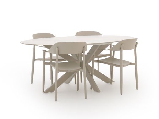 Bellagio Valli/Furato ellips 200cm dining tuinset 5-delig