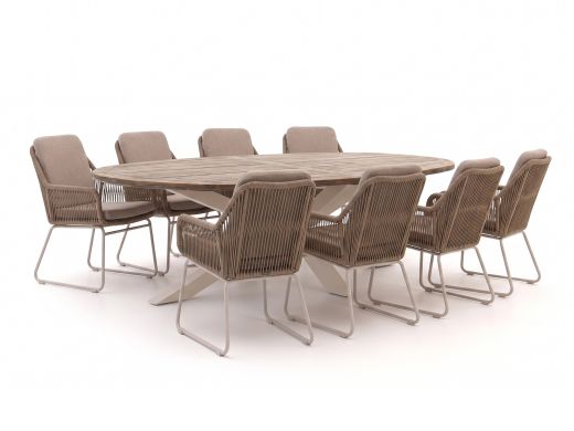 Intenso Isorella/ROUGH-Y Ellips 280cm dining tuinset 9-delig