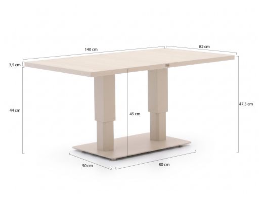 Bellagio Usini lounge/dining tuintafel 140x80x47/68cm verstelbaar - Sintered stone