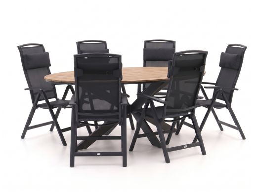 Forza Capri/Fidenza ovaal 220cm dining tuinset 7-delig verstelbaar