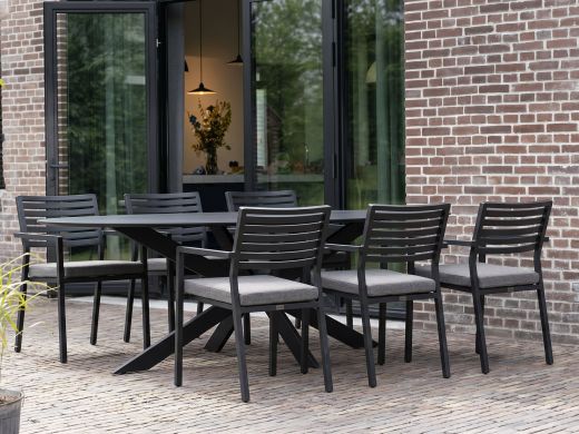 Bellagio Rumo/Furato ellips 200cm dining tuinset 7-delig stapelbaar