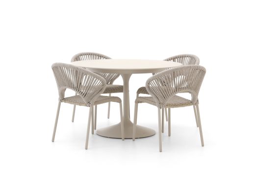 SUNS Vado/Nova ø120cm dining tuinset 5-delig stapelbaar