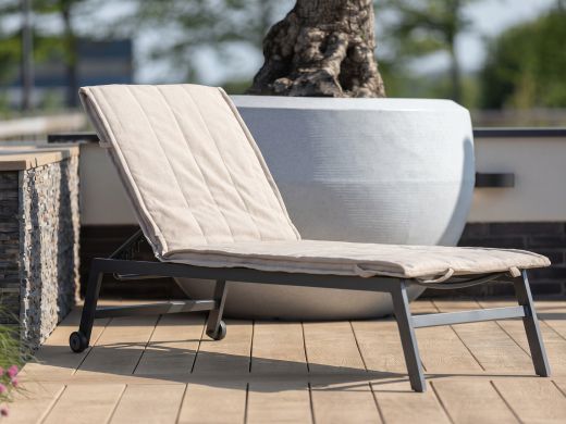 Fiber tuinkussen voor ligbed 200x65cm - Sand Melange
