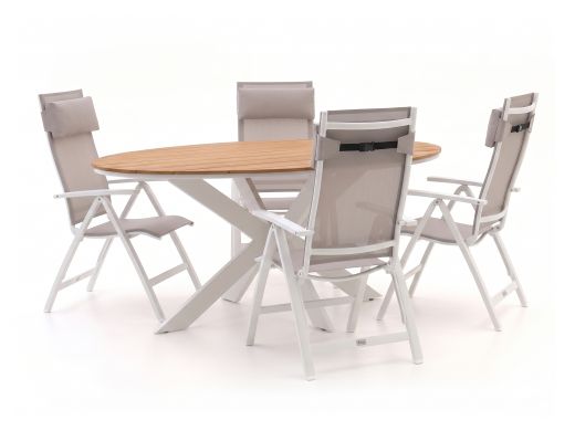 Bellagio Avenza/Fidenza ovaal 180cm dining tuinset 5-delig verstelbaar