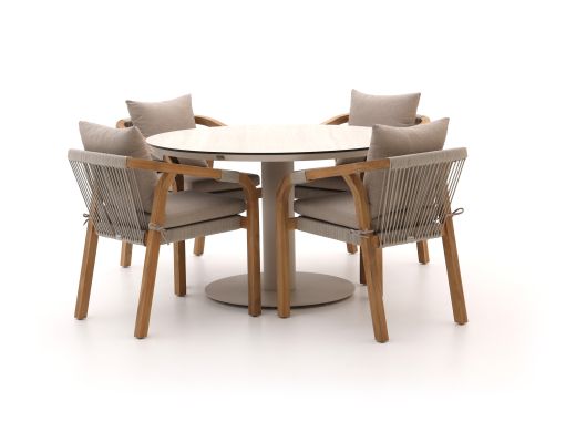 Bellagio Perzano/La Fonte ø 120cm dining tuinset 5-delig stapelbaar