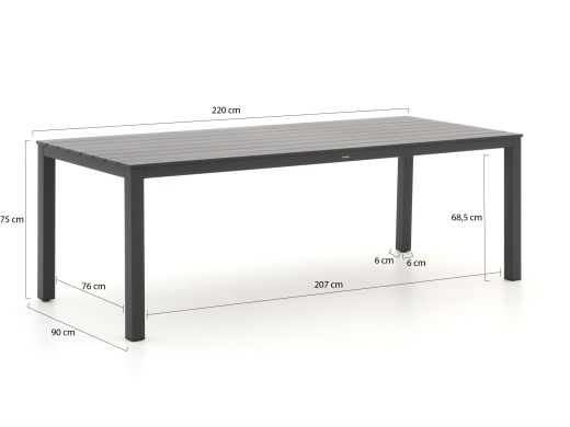 Bellagio Lugo/Menzano 220cm dining tuinset 7-delig verstelbaar