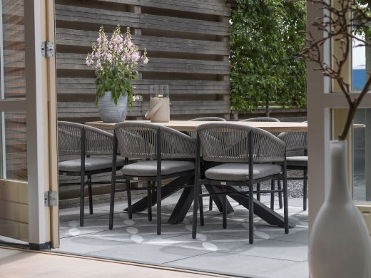 Bellagio Panaro/ROUGH-Y Ellips 240cm dining tuinset 7-delig stapelbaar