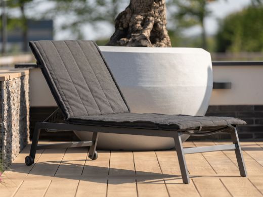 Fiber tuinkussen voor ligbed 200x65cm - Dark Grey Melange