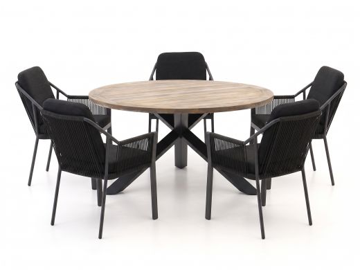 Tierra Outdoor Liv/ROUGH-Y Ø150cm dining tuinset 6-delig stapelbaar