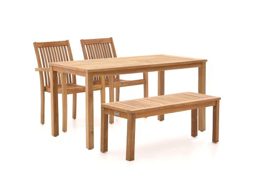 Sunyard Jakarta/Liverpool 145cm dining tuinset met bank 4-delig stapelbaar