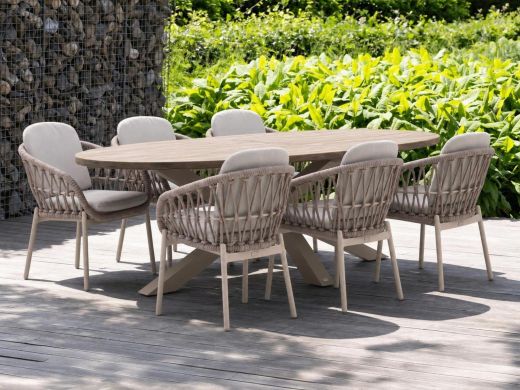 Bellagio Cupello/ROUGH-Y Ellips 240cm dining tuinset 7-delig