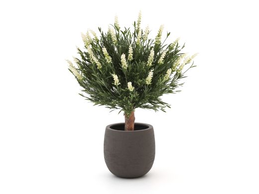 Designplants/Luca Lifestyle Lavendel bol kunstplant (h:60cm) met Terreno Balloon bloempot - Wit (UV bestendig) (bloempot = Ash Brown)