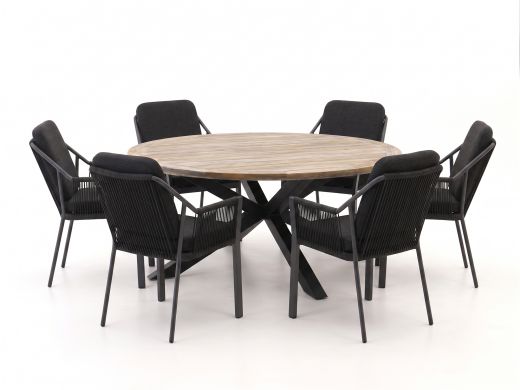 Tierra Outdoor Liv/ROUGH-Y Ø180cm dining tuinset 7-delig stapelbaar