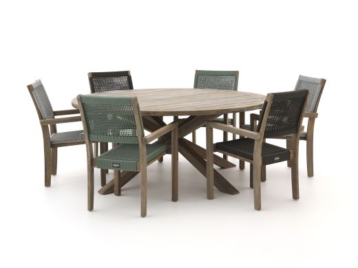 ROUGH Batang Rope/ROUGH-Y ø 180cm dining tuinset 7-delig stapelbaar