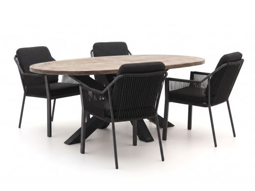 Tierra Outdoor Liv/ROUGH-Y Ellips 200cm dining tuinset 5-delig stapelbaar