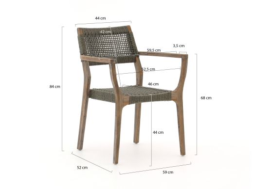 ROUGH-L Rope/ROUGH-S 220cm dining tuinset 7-delig stapelbaar