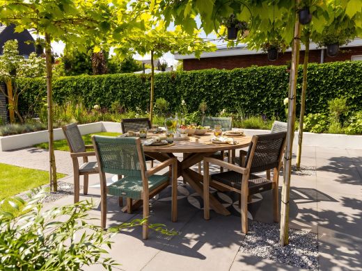 ROUGH Batang Rope/ROUGH-Y ø 180cm dining tuinset 7-delig stapelbaar