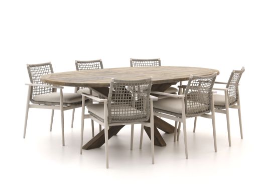 Bellagio Pizzoli/ROUGH-Y Ellips 240cm dining tuinset 7-delig stapelbaar