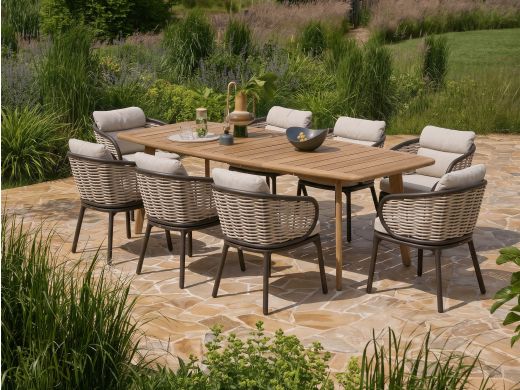 Apple Bee Pine Key dining tuinstoel - Wit - Ecru - Wicker (vlechtwerk)