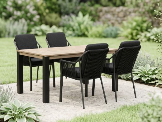 Tierra Outdoor Liv/ROUGH-S 160cm dining tuinset 5-delig stapelbaar