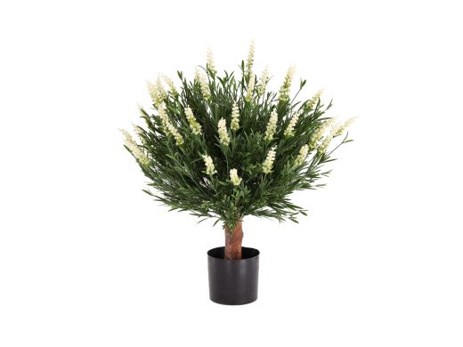 Designplants/Luca Lifestyle Lavendel bol kunstplant (h:60cm) met Terreno Balloon bloempot - Wit (UV bestendig) (bloempot = Ash Brown)
