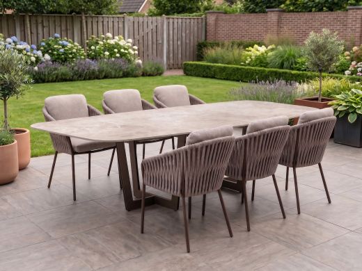 SUNS Nappa dining tuinstoel - Taupe - Naturel - Bruin - Rope (touw)
