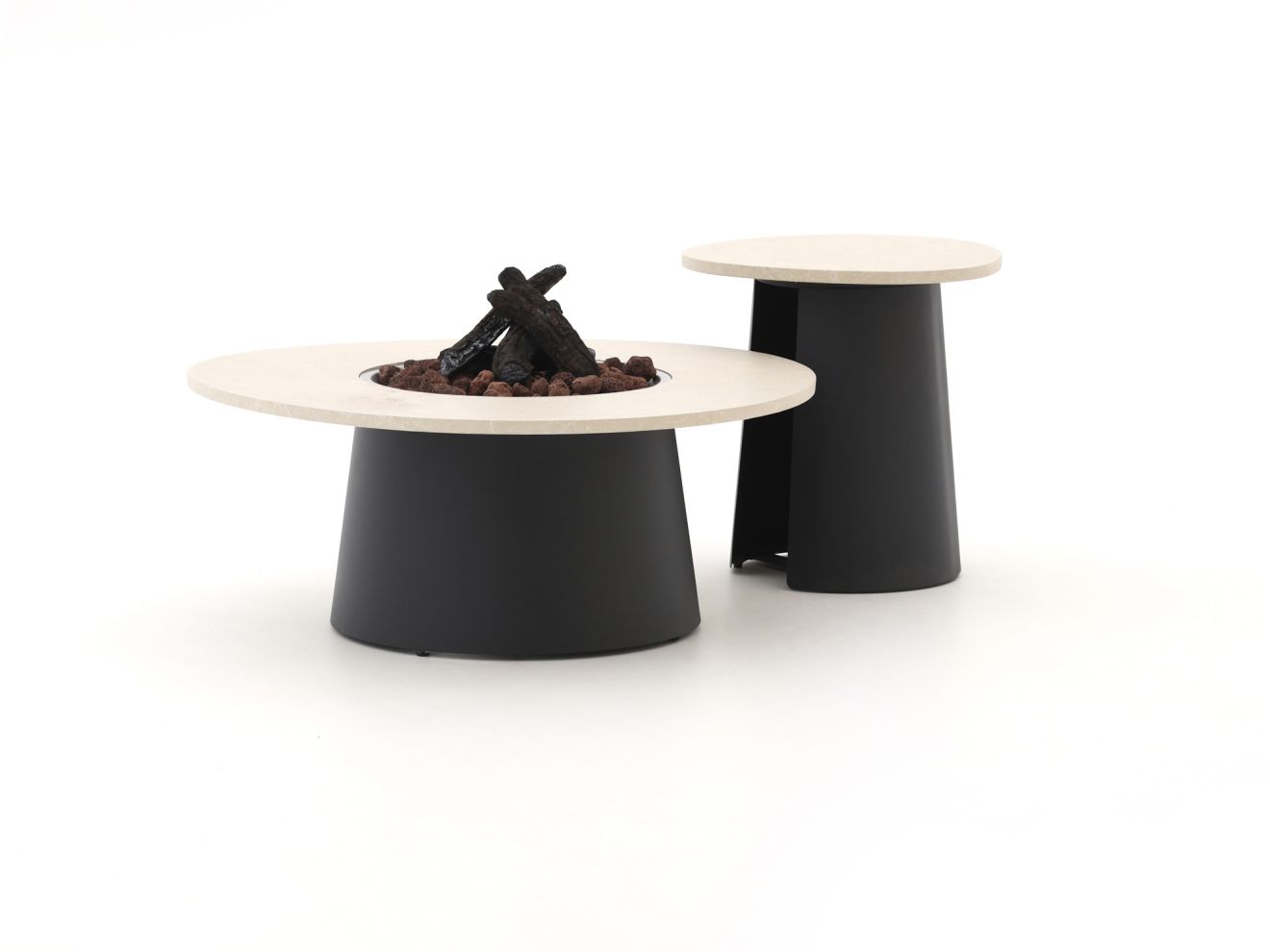 Cosidune lounge vuurtafelset ø 100cm (h: 40cm)/ø 55cm (h: 55cm) – Taupe