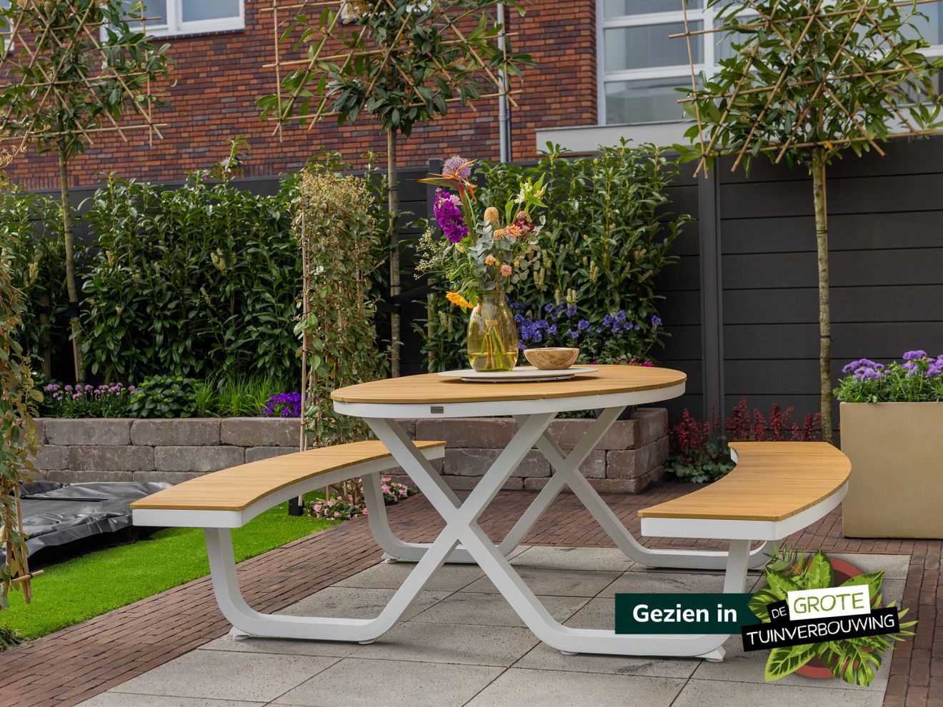 Bellagio tuinmeubelen Fidenza picknicktafel 216x200x75cm – Wit