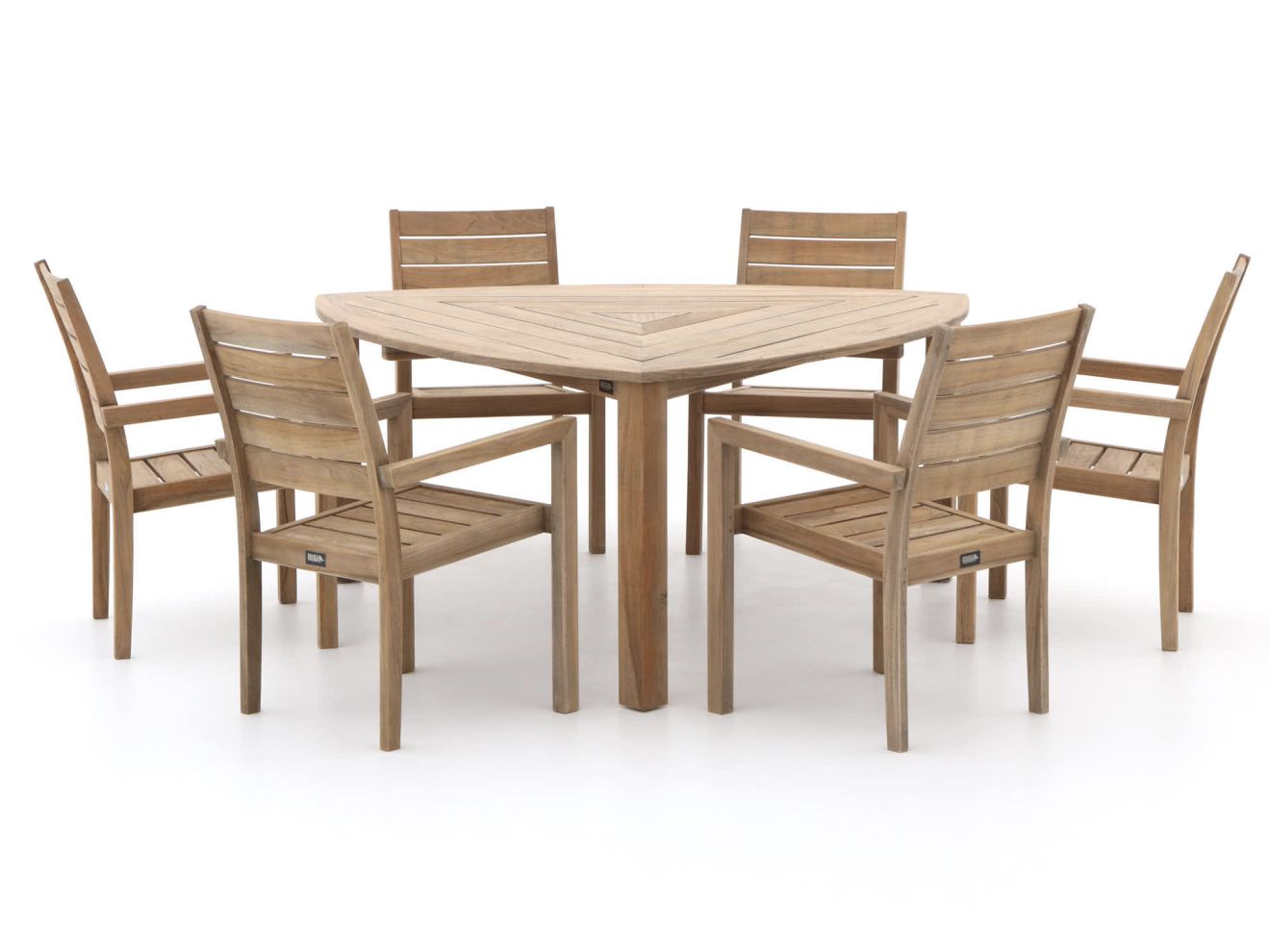 ROUGH-S 170cm dining tuinset 7-delig stapelbaar