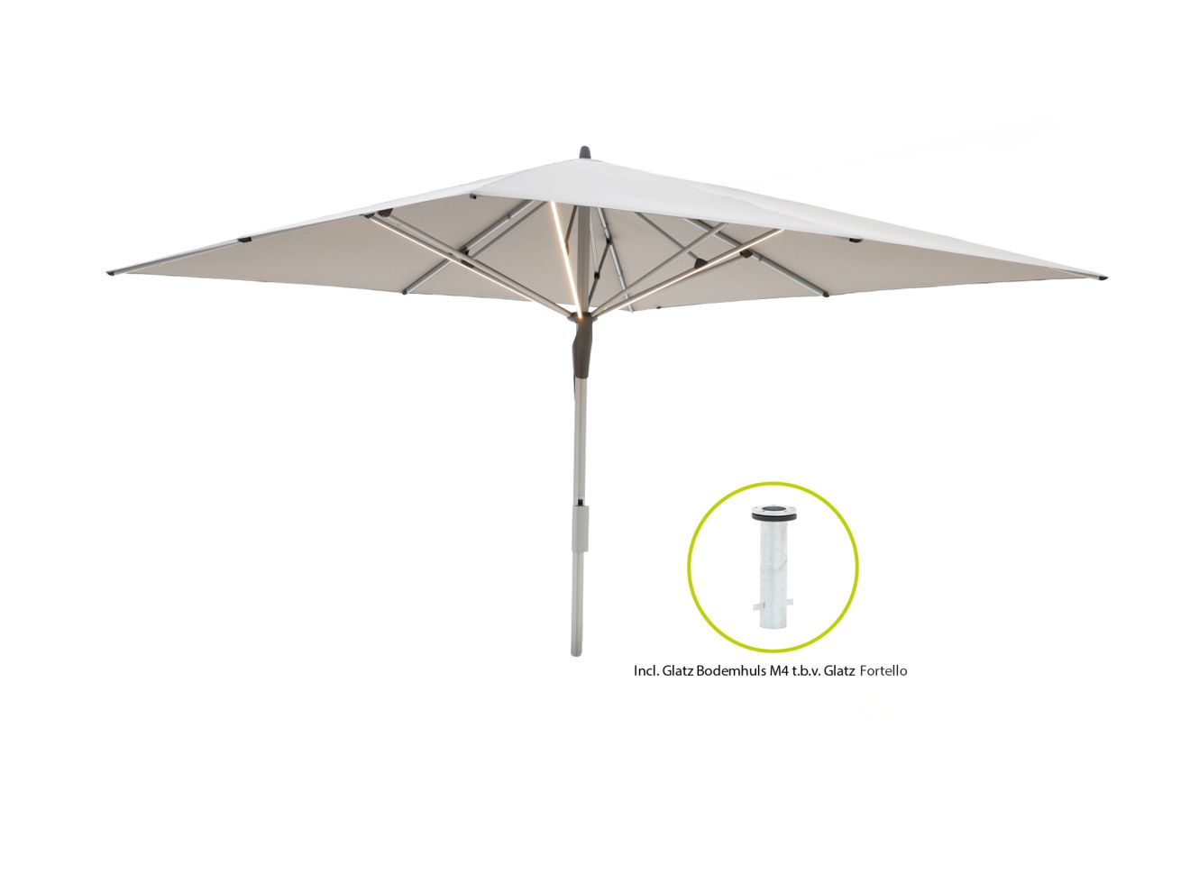 Glatz Fortello LED parasol 400x400cm