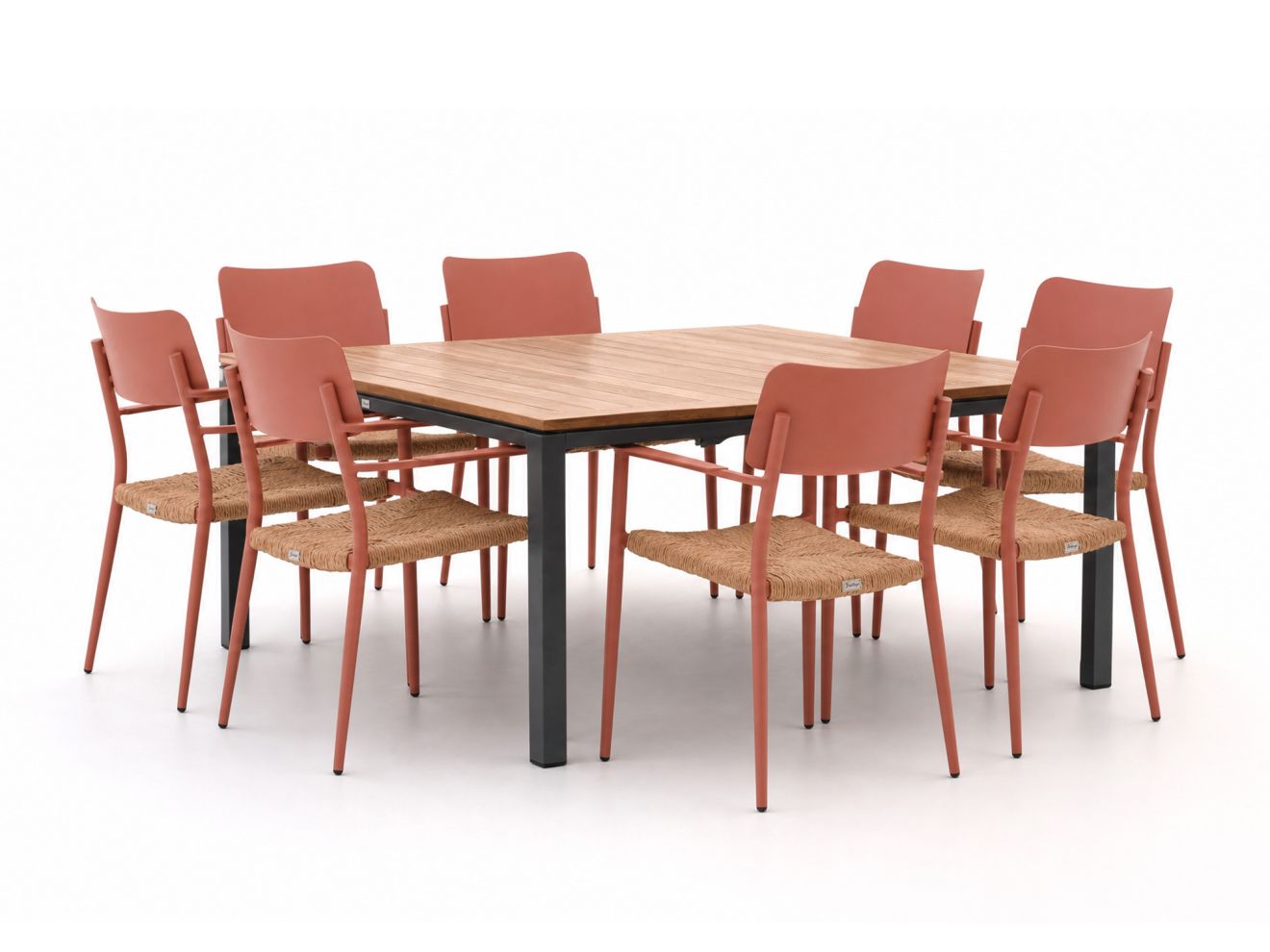 Bellagio tuinmeubelen Cino/Linosa 160x160cm dining tuinset 9-delig stapelbaar – Grijs