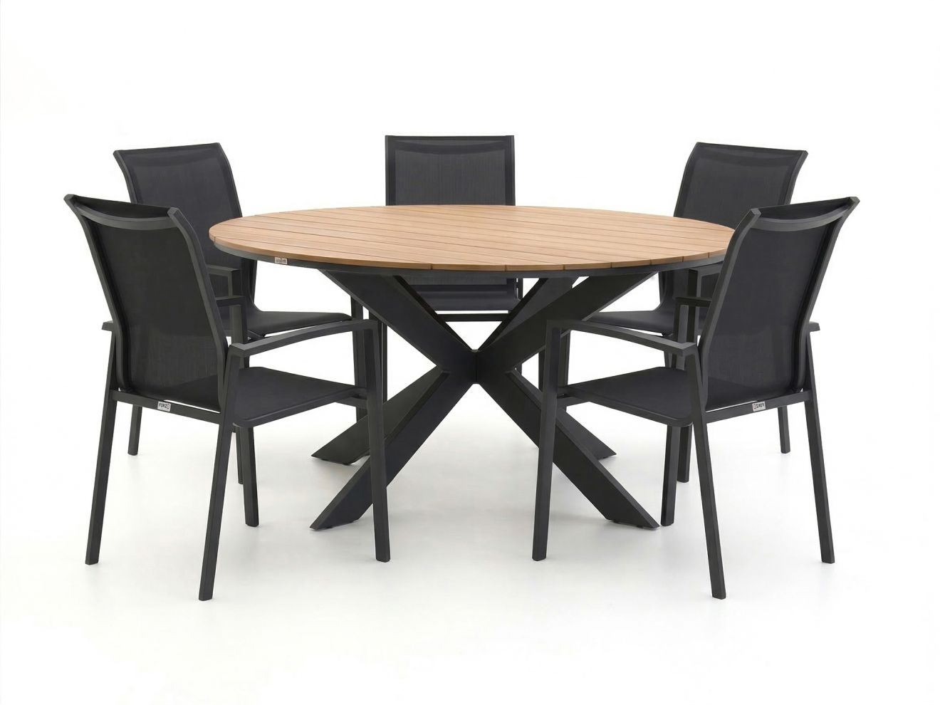 Bellagio tuinmeubelen Forza Centallo/Fidenza ø149cm dining tuinset 6-delig stapelbaar