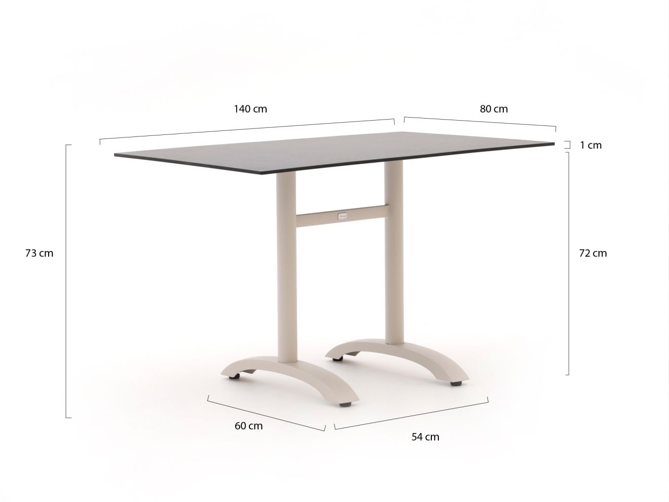 Bellagio tuinmeubelen Lisio tuintafel 140x80x73cm – Taupe