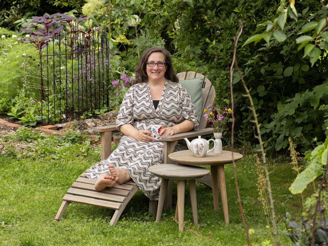 ROUGH-S Adirondack lounge tuinstoel met voetenbank - Laagste prijsgarantie!